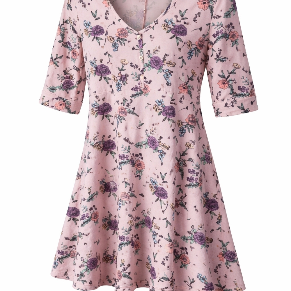 Floral Pink A-Line Tunic Dress/Top